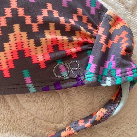 Vintage halter patterned OP bikini rainbow and grey gradient - Picture 3 of 6